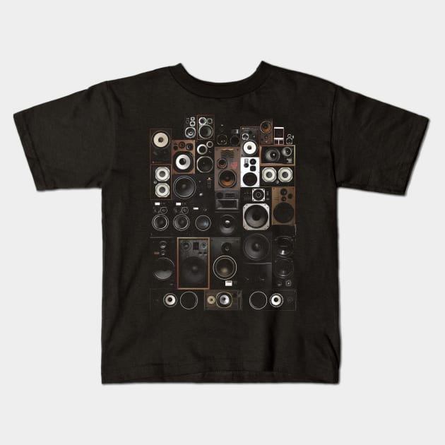 Remix - Vintage Speakers Mixed Media Collage Art Kids T-Shirt by bulografik